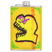 Calavera Skull NFT Art Yellow Black Paars Heupfles (Voorkant)