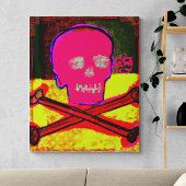 Calavera Skull pgeek NFT Art Red Black Yellow Canvas Afdruk