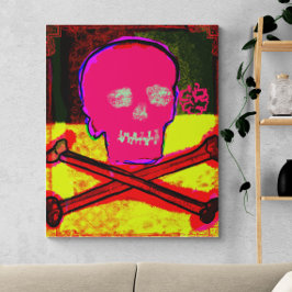 Calavera Skull pgeek NFT Art Red Black Yellow Canvas Afdruk