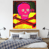 Calavera Skull pgeek NFT Art Red Black Yellow Canvas Afdruk (Insitu (Slaapkamer))