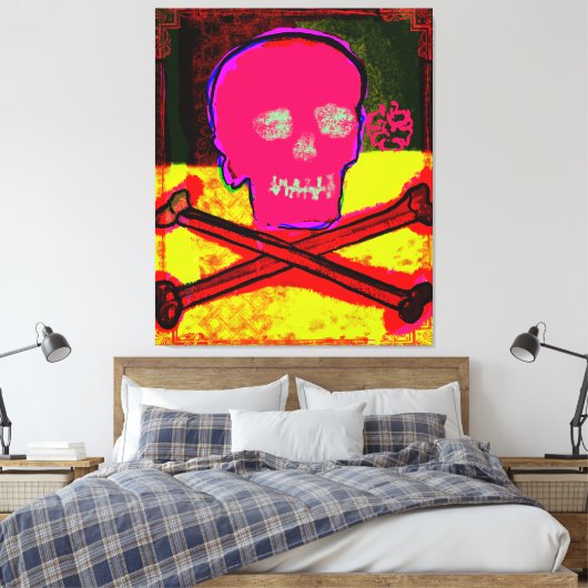 Calavera Skull pgeek NFT Art Red Black Yellow Canvas Afdruk (Insitu (Slaapkamer))