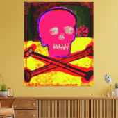 Calavera Skull pgeek NFT Art Red Black Yellow Canvas Afdruk (Insitu (Woonkamer))