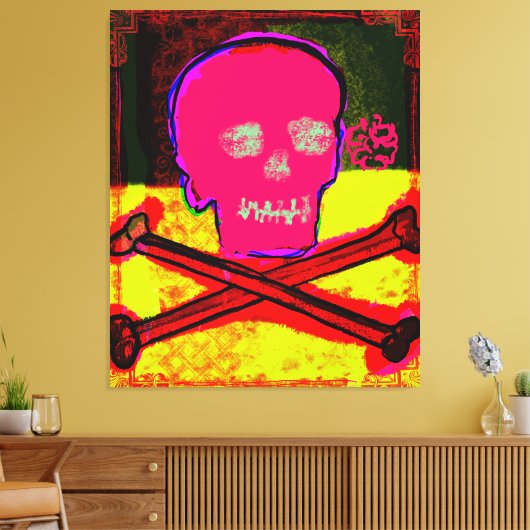 Calavera Skull pgeek NFT Art Red Black Yellow Canvas Afdruk (Insitu (Woonkamer))