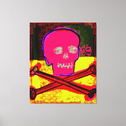 Calavera Skull pgeek NFT Art Red Black Yellow Canvas Afdruk (Voorkant)