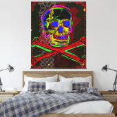 Calavera Skull PGeek NFT Art Red Blue Canvas Afdruk (Insitu (Slaapkamer))