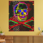 Calavera Skull PGeek NFT Art Red Blue Canvas Afdruk (Insitu (Woonkamer))