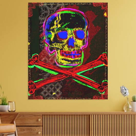 Calavera Skull PGeek NFT Art Red Blue Canvas Afdruk (Insitu (Woonkamer))