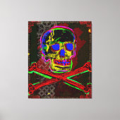 Calavera Skull PGeek NFT Art Red Blue Canvas Afdruk (Voorkant)