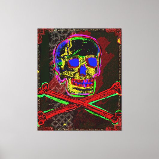 Calavera Skull PGeek NFT Art Red Blue Canvas Afdruk (Voorkant)