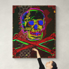 Calavera Skull PGeek NFT Art Red Blue Canvas Afdruk