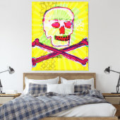 Calavera Skull pgeek NFT Art Yellow Green red Canvas Afdruk (Insitu (Slaapkamer))
