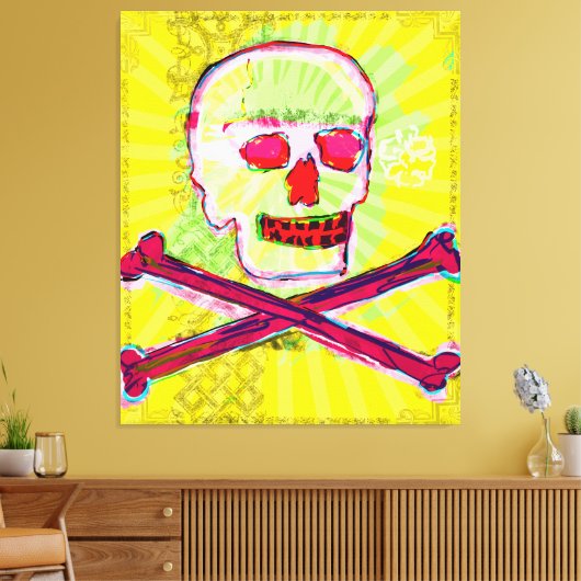Calavera Skull pgeek NFT Art Yellow Green red Canvas Afdruk (Insitu (Woonkamer))