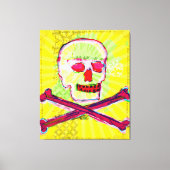 Calavera Skull pgeek NFT Art Yellow Green red Canvas Afdruk (Voorkant)