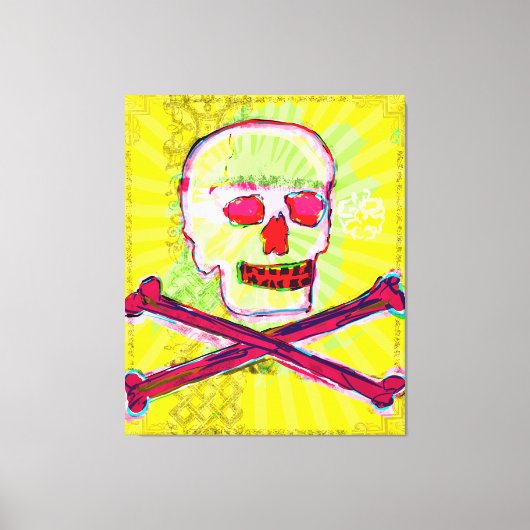 Calavera Skull pgeek NFT Art Yellow Green red Canvas Afdruk (Voorkant)