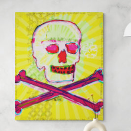 Calavera Skull pgeek NFT Art Yellow Green red Canvas Afdruk
