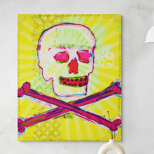 Calavera Skull pgeek NFT Art Yellow Green red Canvas Afdruk