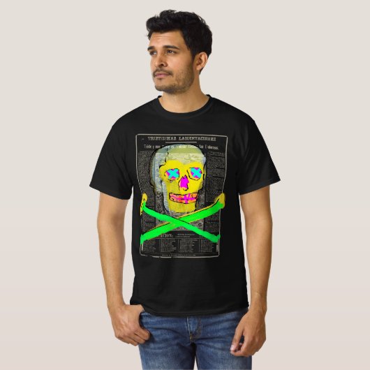 Calavera Skull Retro  Mexicaanse Letterpress T-shirt (Voorkant volledig)