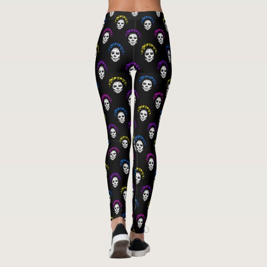 Calavera Skulls Pop Art Style Leggings (Achterkant)