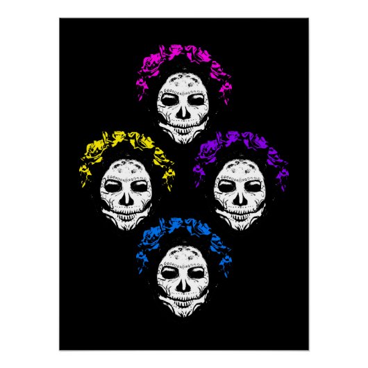 Calavera Skulls Pop Art Style Perfect Poster (Voorkant)