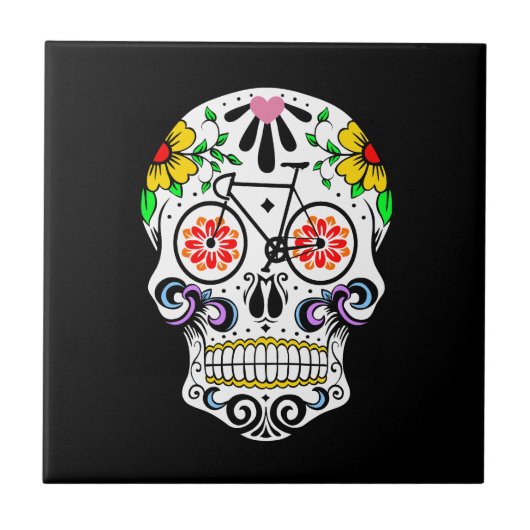 Calavera - Sugar Skull Bike Tegeltje (Voorkant)