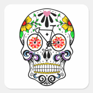 Calavera - Sugar Skull Bike Vierkante Sticker