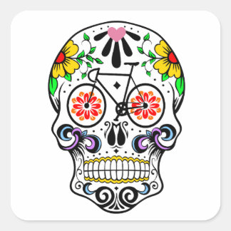 Calavera - Sugar Skull Bike Vierkante Sticker