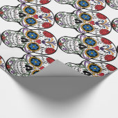 Calavera Sugar Skull Funny Floral Red White Cadeaupapier (Hoek)