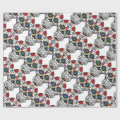 Calavera Sugar Skull Funny Floral Red White Cadeaupapier (Vlak)