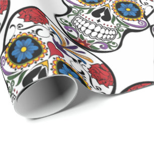 Calavera Sugar Skull Funny Floral Red White Cadeaupapier