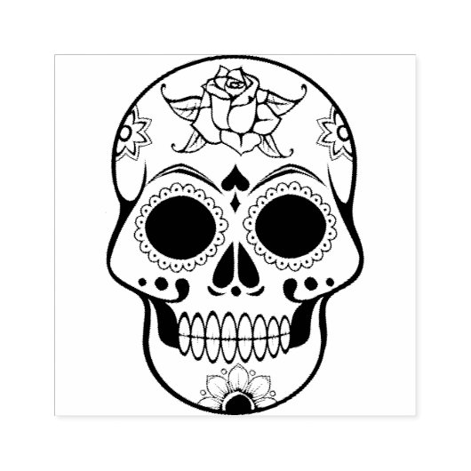 Calavera suiker schedel 2 illustratie kunst stempe rubberstempel (Afrduk)