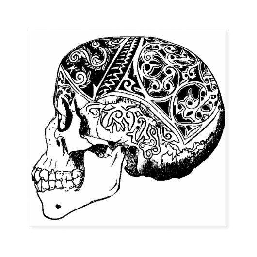 Calavera suiker schedel illustratie art stempel (Afrduk)