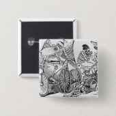 Calavera uit de 20e eeuw vierkante button 5,1 cm (Voorkant /achterkant)