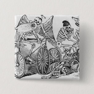 Calavera uit de 20e eeuw vierkante button 5,1 cm