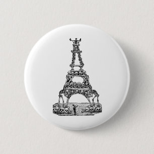 Calavera van de Eiffeltoren c. late jaren 1800 Ronde Button 5,7 Cm