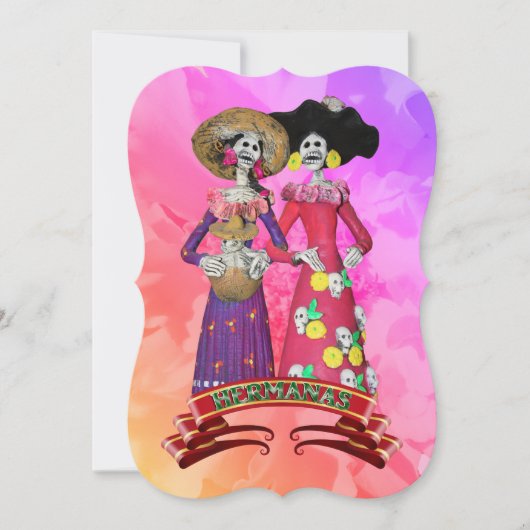 Calavera Vriendinnen Dia De Los Muertos Kaart (Voorkant)