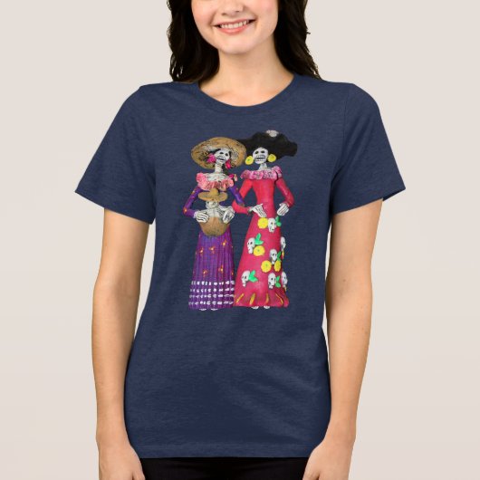 Calavera Vriendinnen Tri-Blend Shirt (Voorkant)