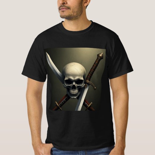 Calavera y Espadas: Diseño Rebelde T-shirt (Voorkant)