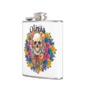 Calavera y flores Petaca de vinilo Heupfles (Links)