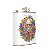 Calavera y flores Petaca de vinilo Heupfles (Rechts)