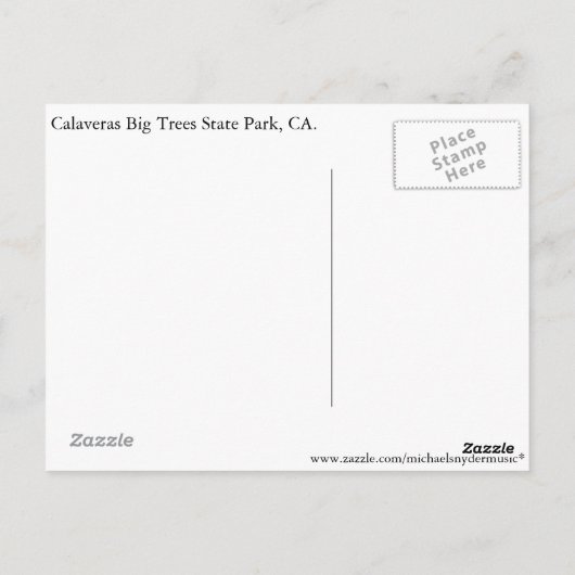 Calaveras Big Trees State Park, CA. Briefkaart (Achterkant)