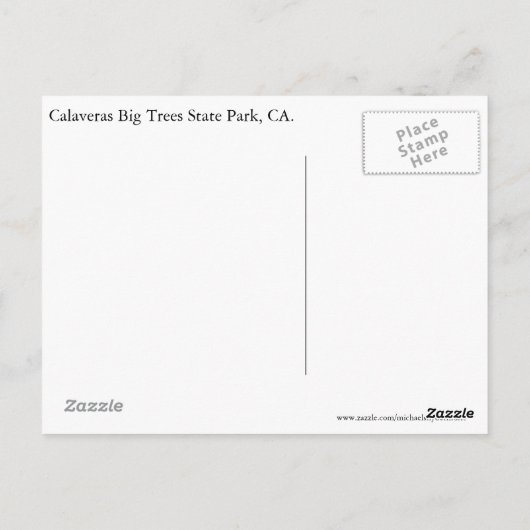 Calaveras Big Trees State Park, CA. Briefkaart (Achterkant)