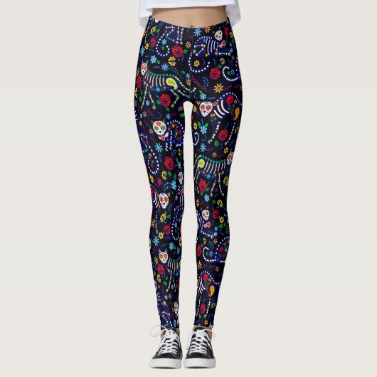 Calaveras Cats Dag van de Dode Pop Leggings (Voorkant)