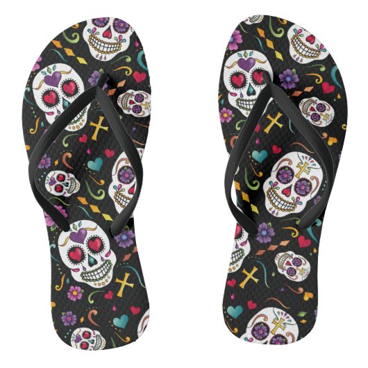 Calaveras Celebration - zwart Teenslippers (Voetbed)
