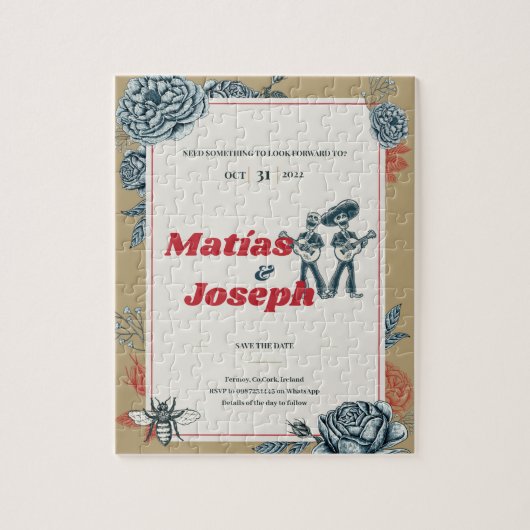 Calaveras (Gay) Wedding Invitation (Kleur 4) Legpuzzel (Verticaal)