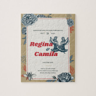 Calaveras (Lesbian) Wedding Invitation (Color 4) Legpuzzel