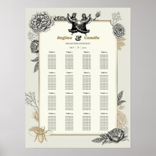 Calaveras (Lesbian Wedding Seating Chart) Poster