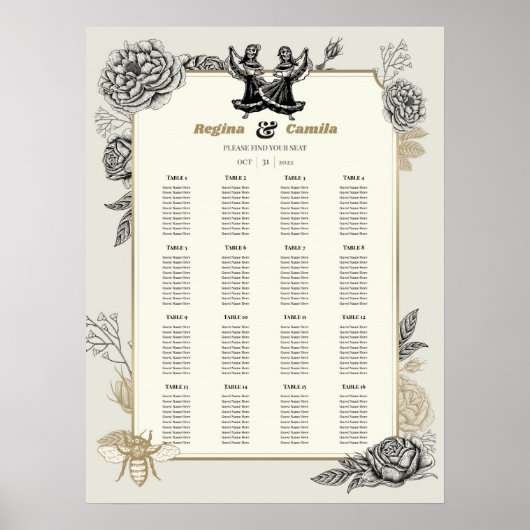 Calaveras (Lesbian Wedding Seating Chart) Poster (Voorkant)