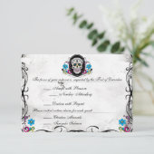 Calaveras Schedel Suiker & Bloemrijke Ontvangstkaa Informatiekaartje (Staand voorkant)