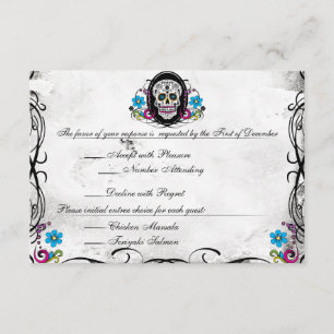 Calaveras Sugar Skull & Flourishes Receptie Kaart