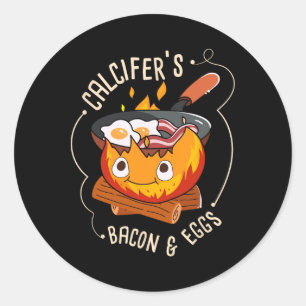 Calcifers Bacon En Ei I Kamperen Koken I Bacon Ronde Sticker